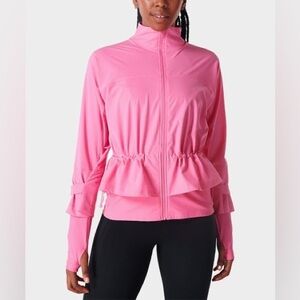 NWT Sweaty Betty Bubblegum Pink Fast Lane Running Jacket/ Water Resistant